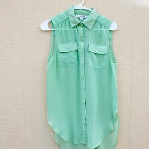 Chiffon sleeveless button down